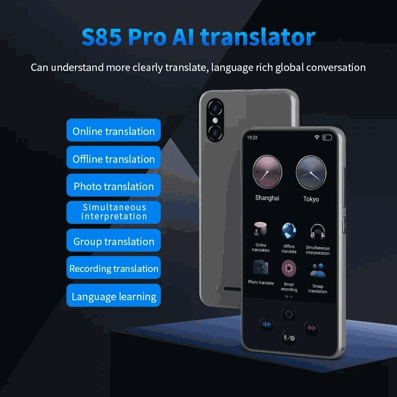 AI Language Translator Device with Real-Time Voice & Photo Translation-Gray / China Mainland