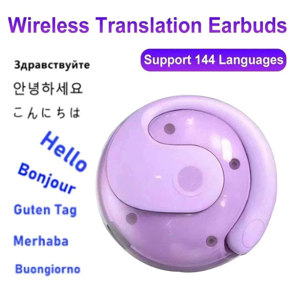 AI Real-Time Language Translation Earphones for Clear Communication-Purple