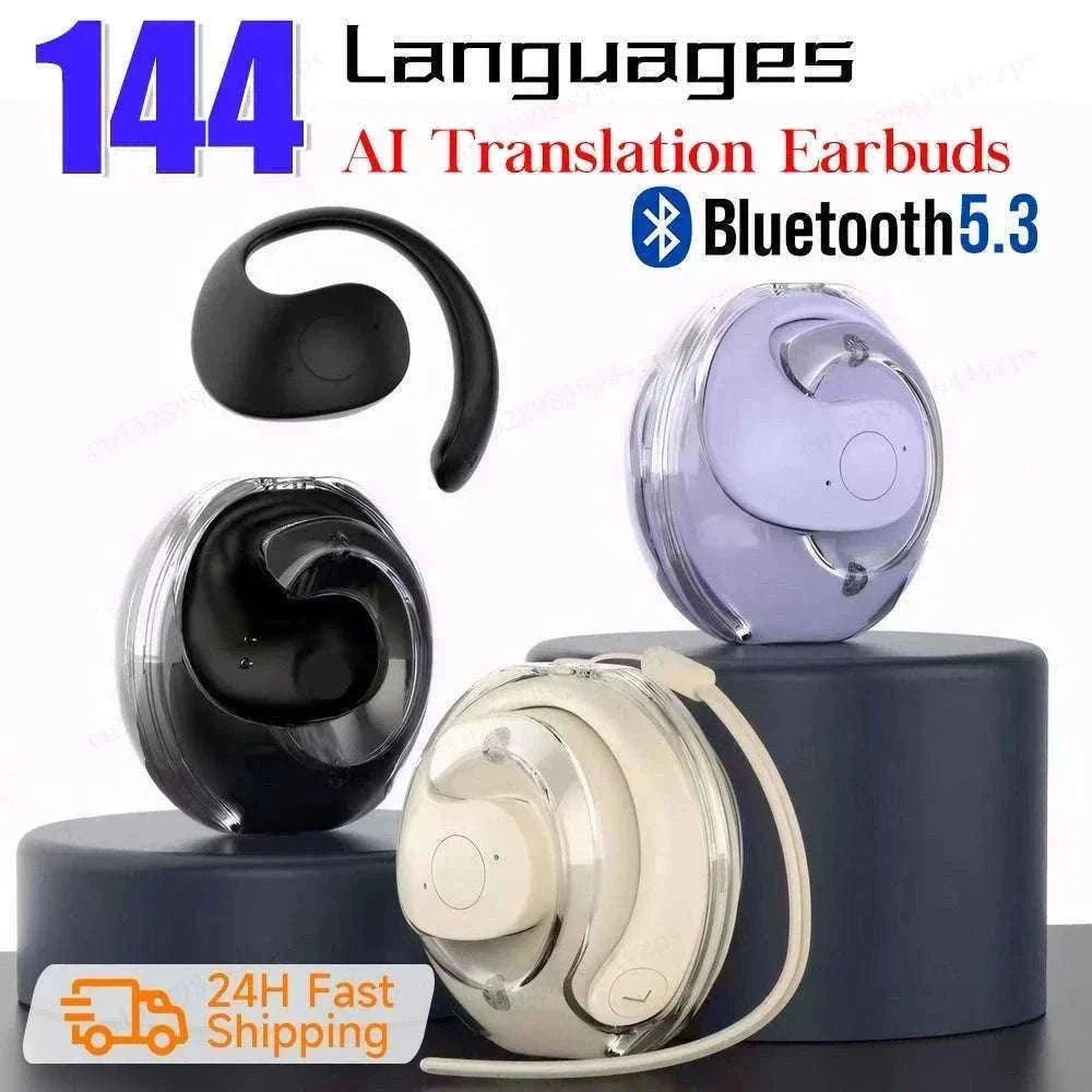 AI Real-Time Language Translation Earphones for Clear Communication-Purple