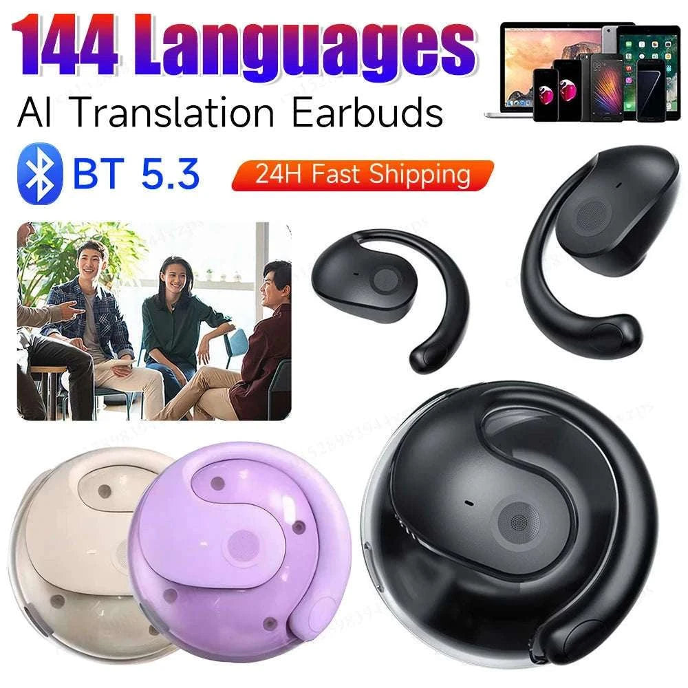 AI Real‑Time Language Translation Earphones-Purple