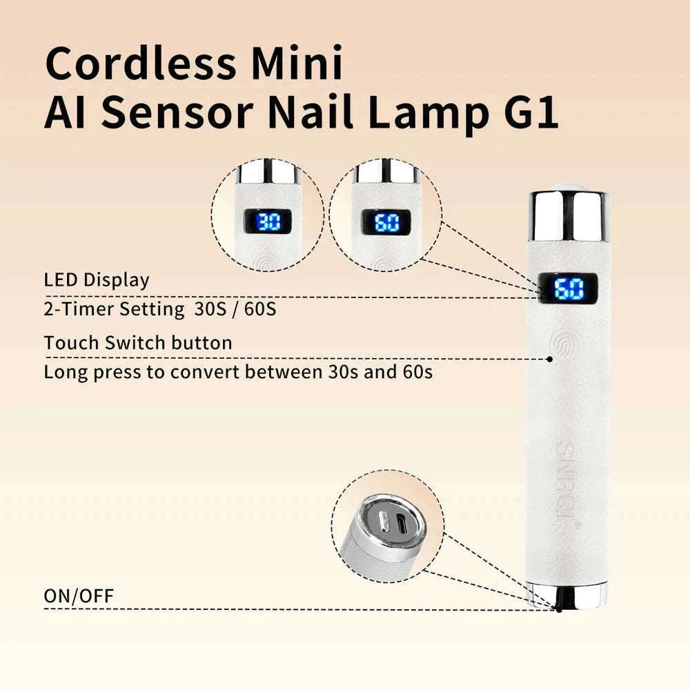 Ai Sensor Nail Lamp – Rechargeable UV LED Mini Nail Dryer-G1 Orange
