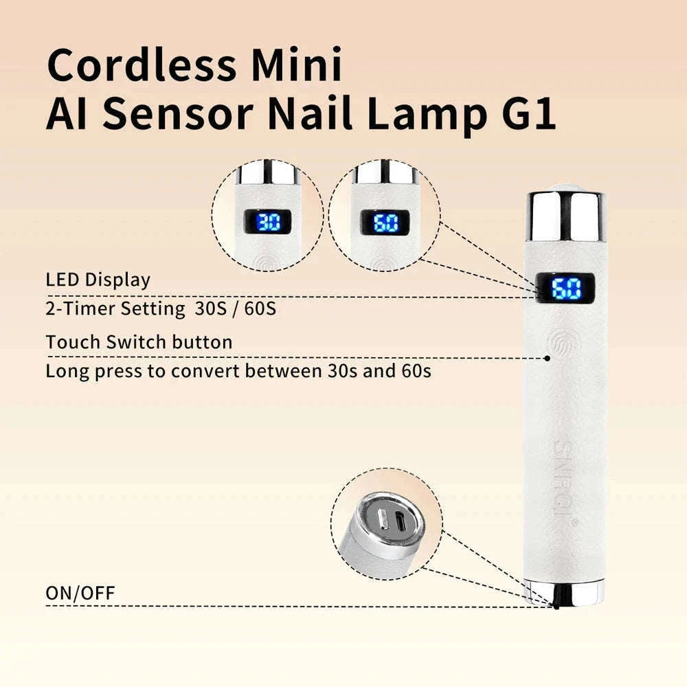 Ai Sensor Nail Lamp – Rechargeable UV LED Mini Nail Dryer-G1 Orange