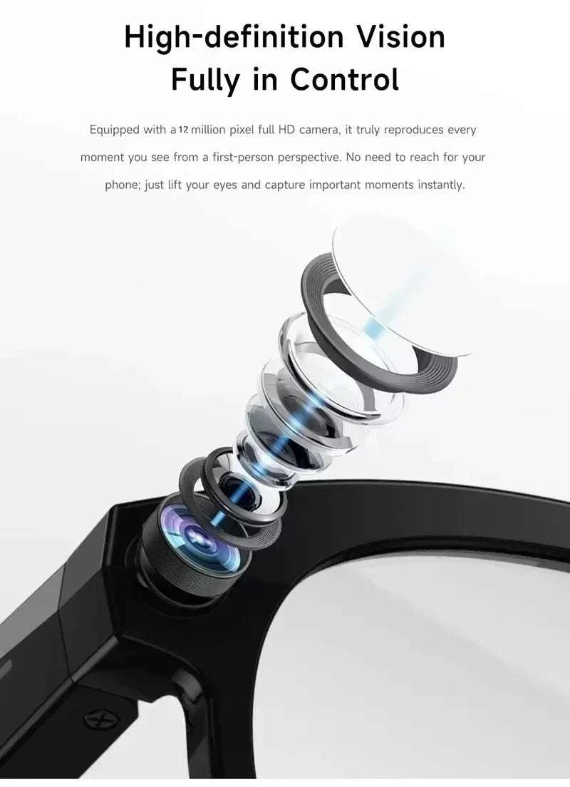AI Smart Glasses with 8K Camera, Translation & Bluetooth Calls-White Glasses