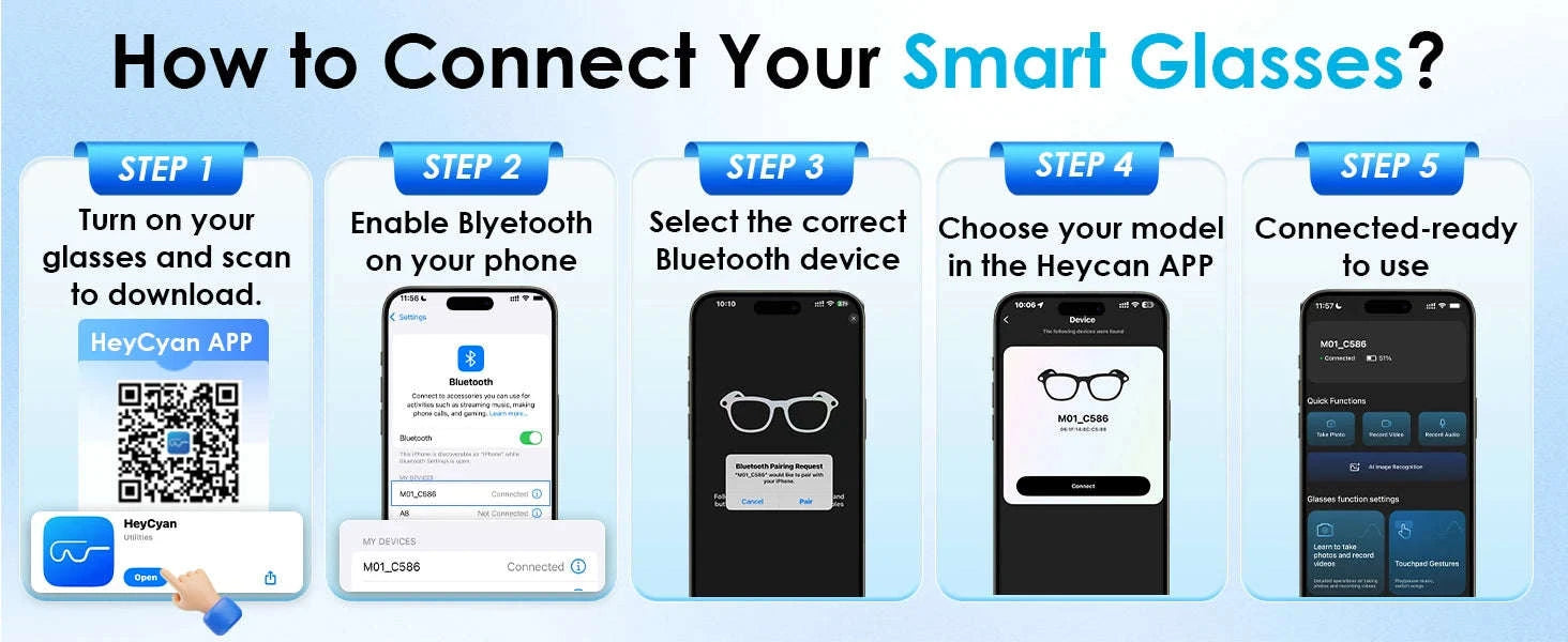 AI Smart Glasses with 8MP Camera, Translator & Open-Ear Audio-Black / United States