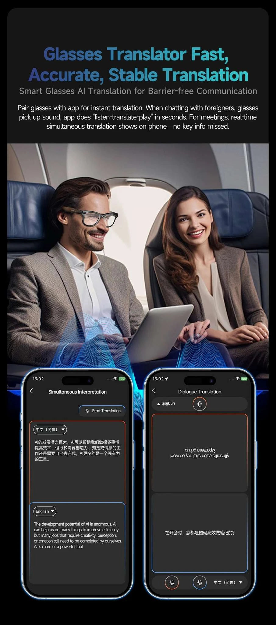 AI Smart Glasses with Camera, Calls, Music & Translation-Red coating