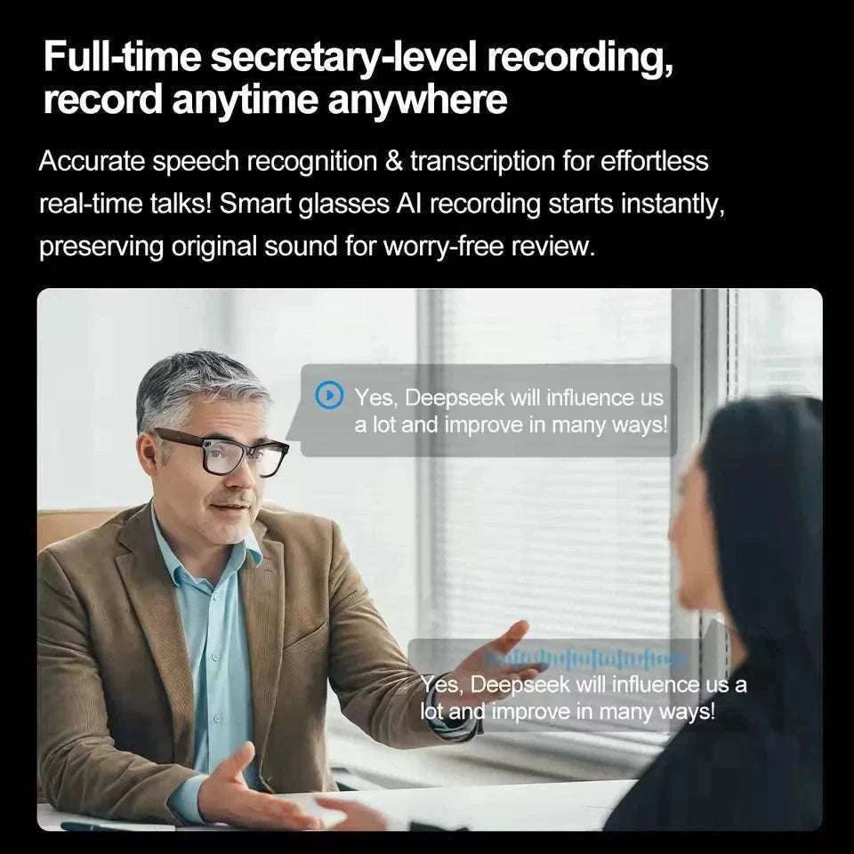 AI Smart Glasses with Camera, Calls, Music & Translation-Red coating