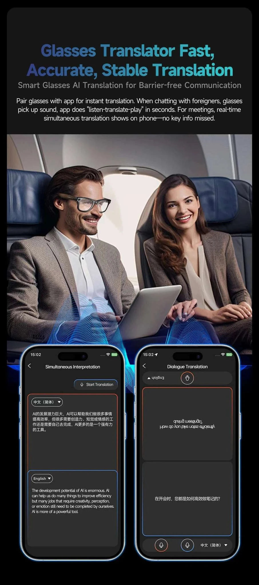 AI Smart Glasses with Camera, Calls, Music & Translation-Red coating