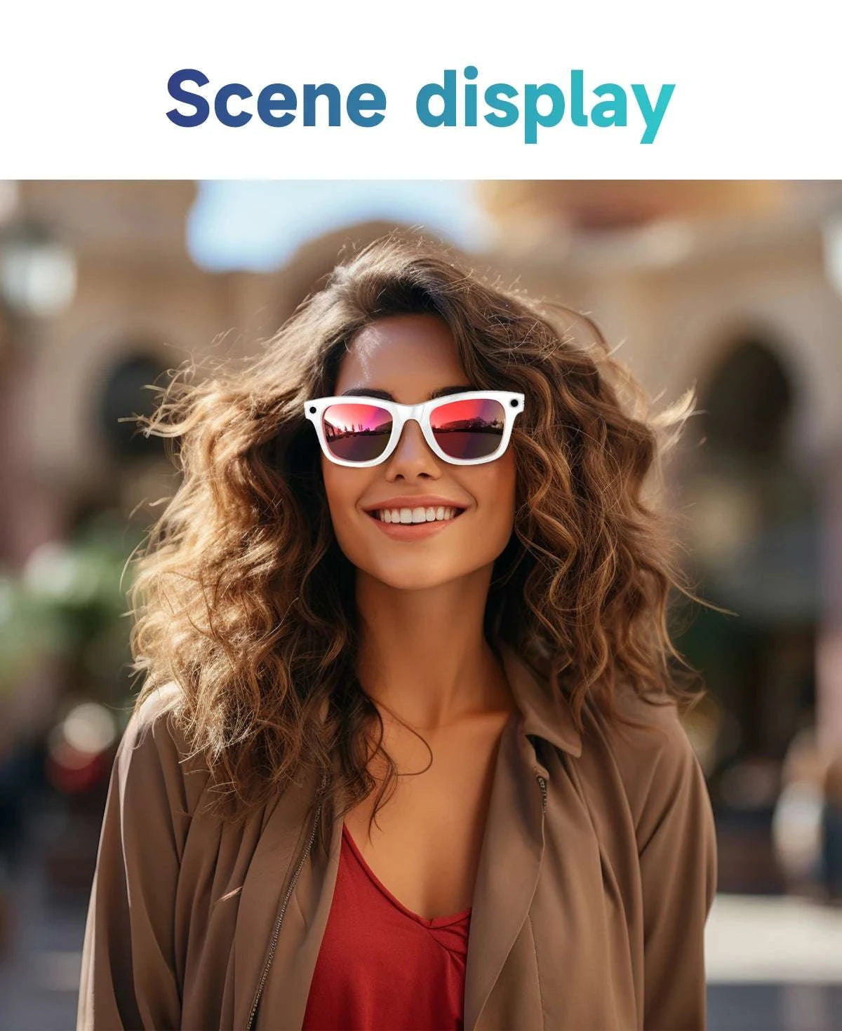 AI Smart Glasses with Camera, Calls, Music & Translation-Red coating