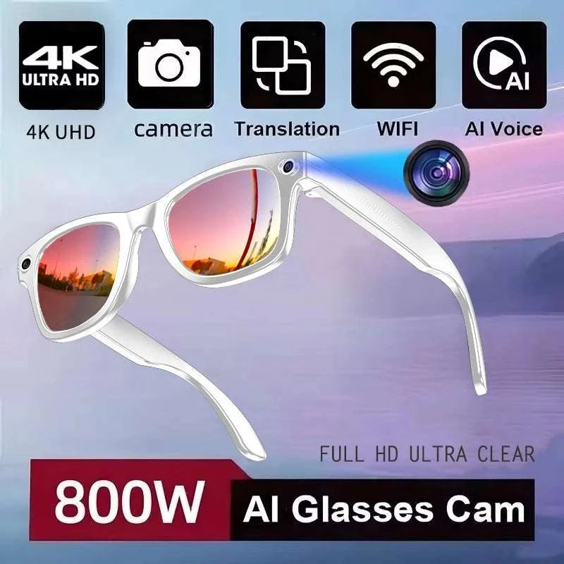 AI Smart Glasses with Camera, Calls, Music & Translation-Red coating