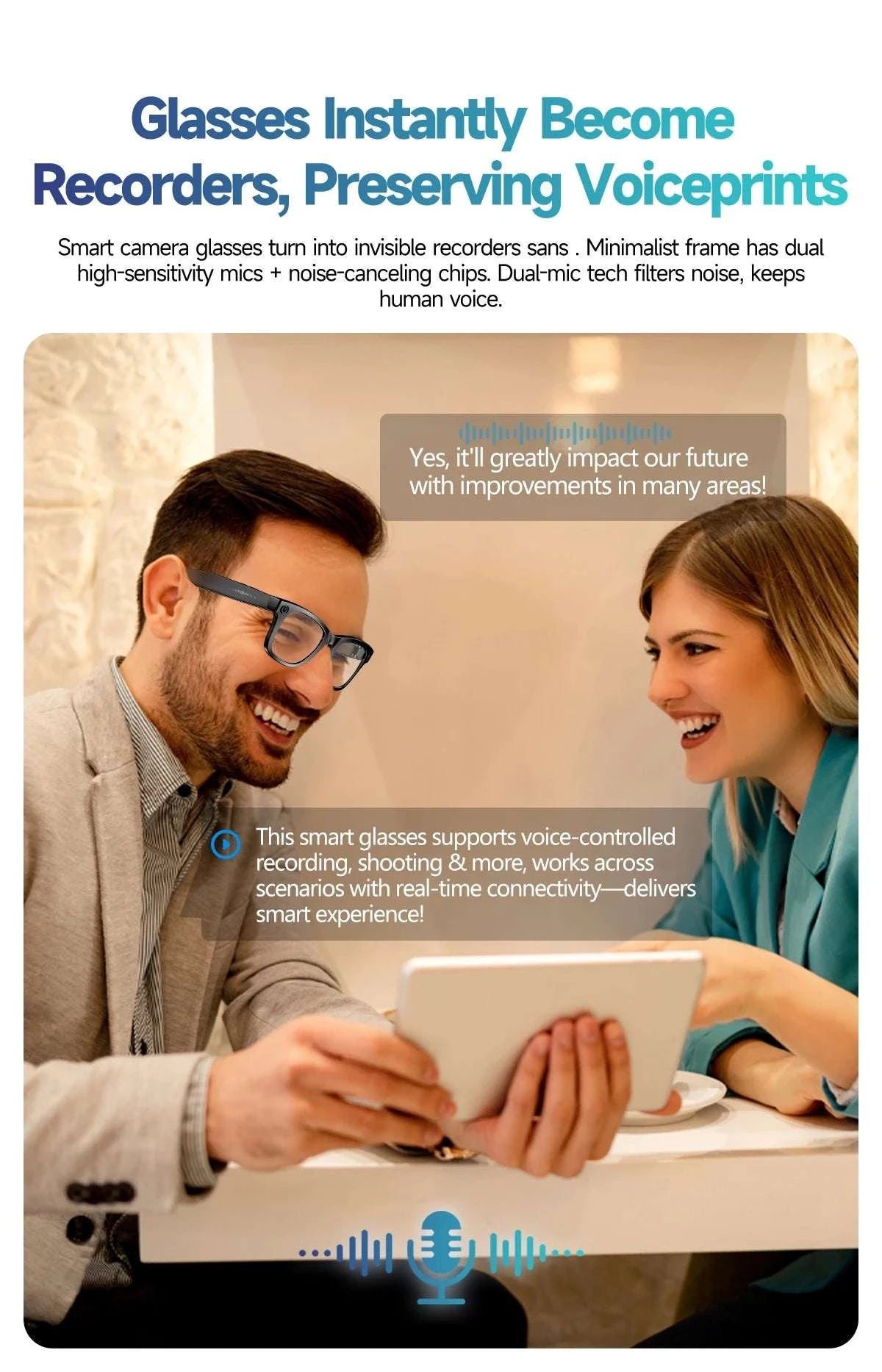 AI Smart Glasses with Camera, Calls, Music & Translation-Red coating