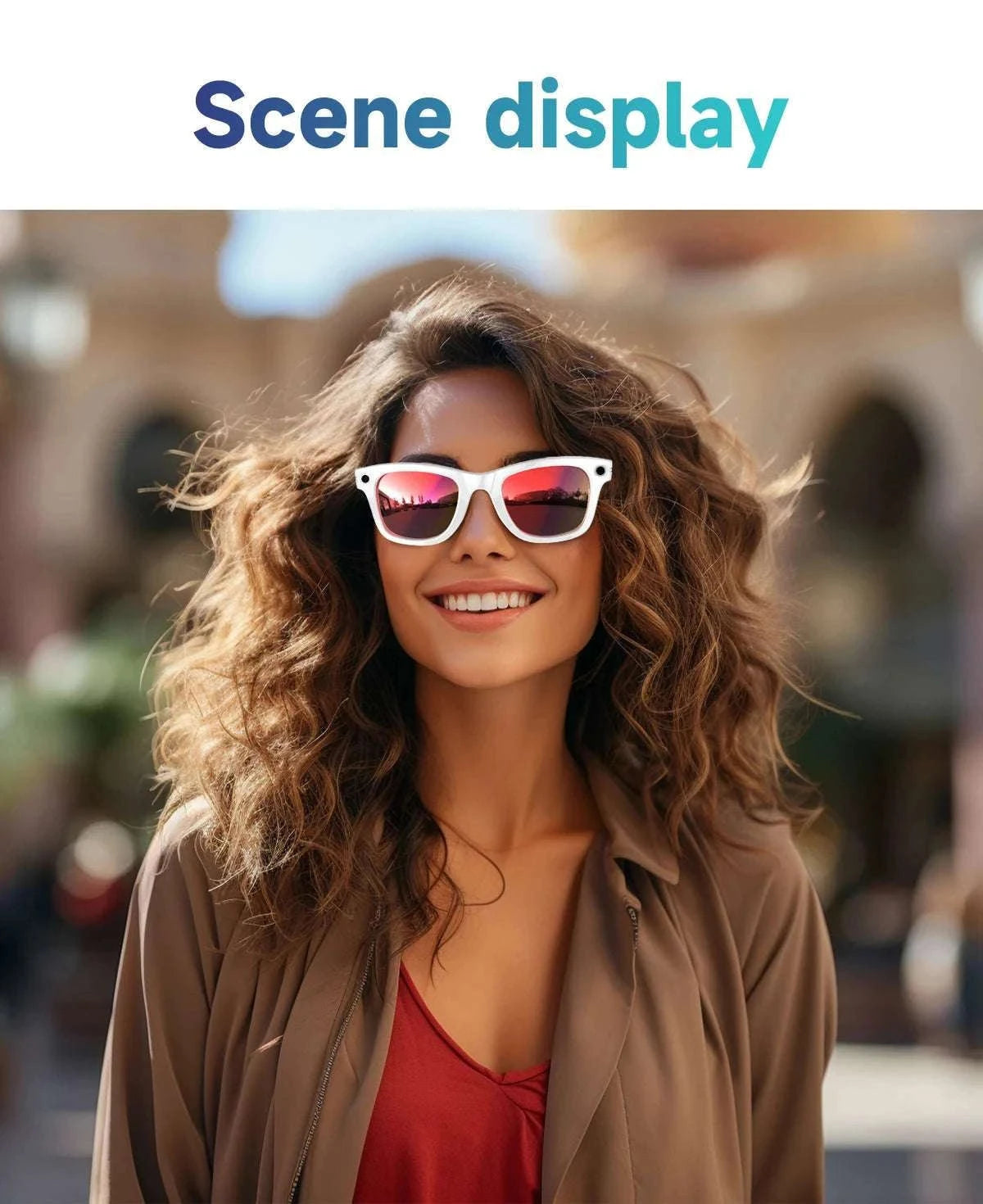 AI Smart Glasses with Camera, Calls, Music & Translation-Red coating