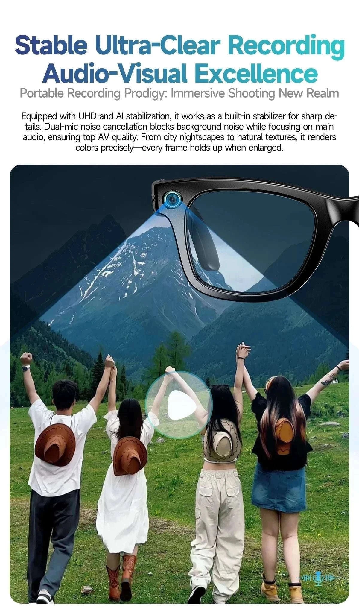 AI Smart Glasses with Camera, Calls, Music & Translation-Red coating