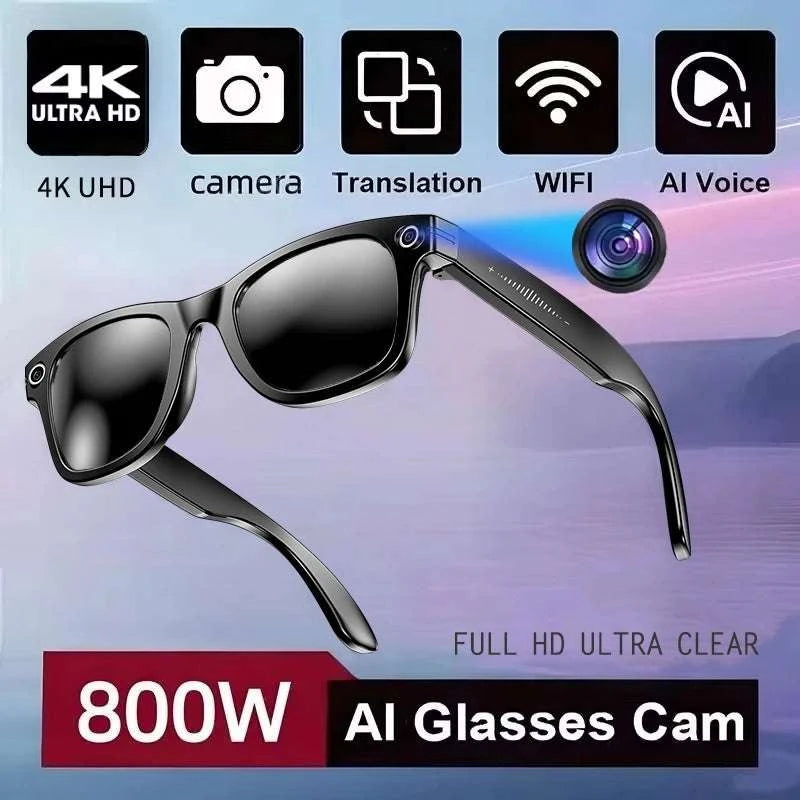 AI Smart Glasses with Camera, Calls, Music & Translation-Red coating
