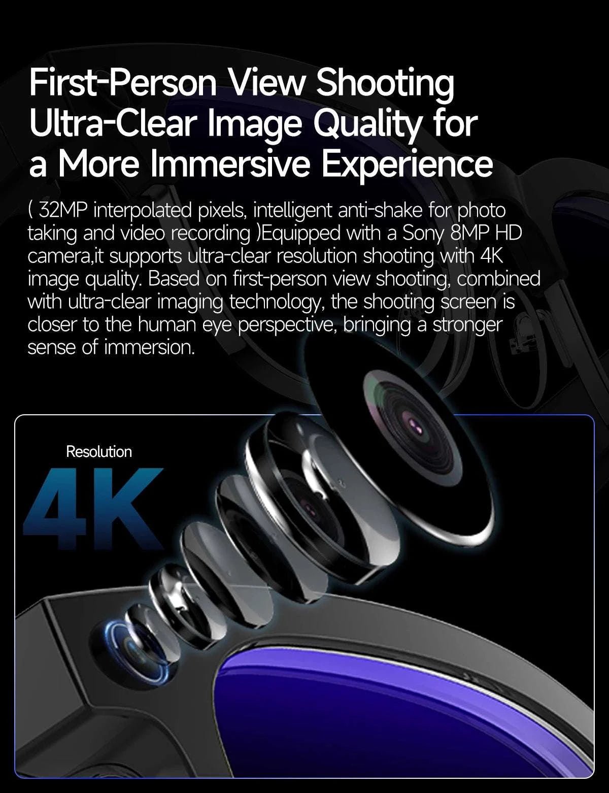 AI Smart Glasses with Camera, Calls, Translation & Audio-Change color