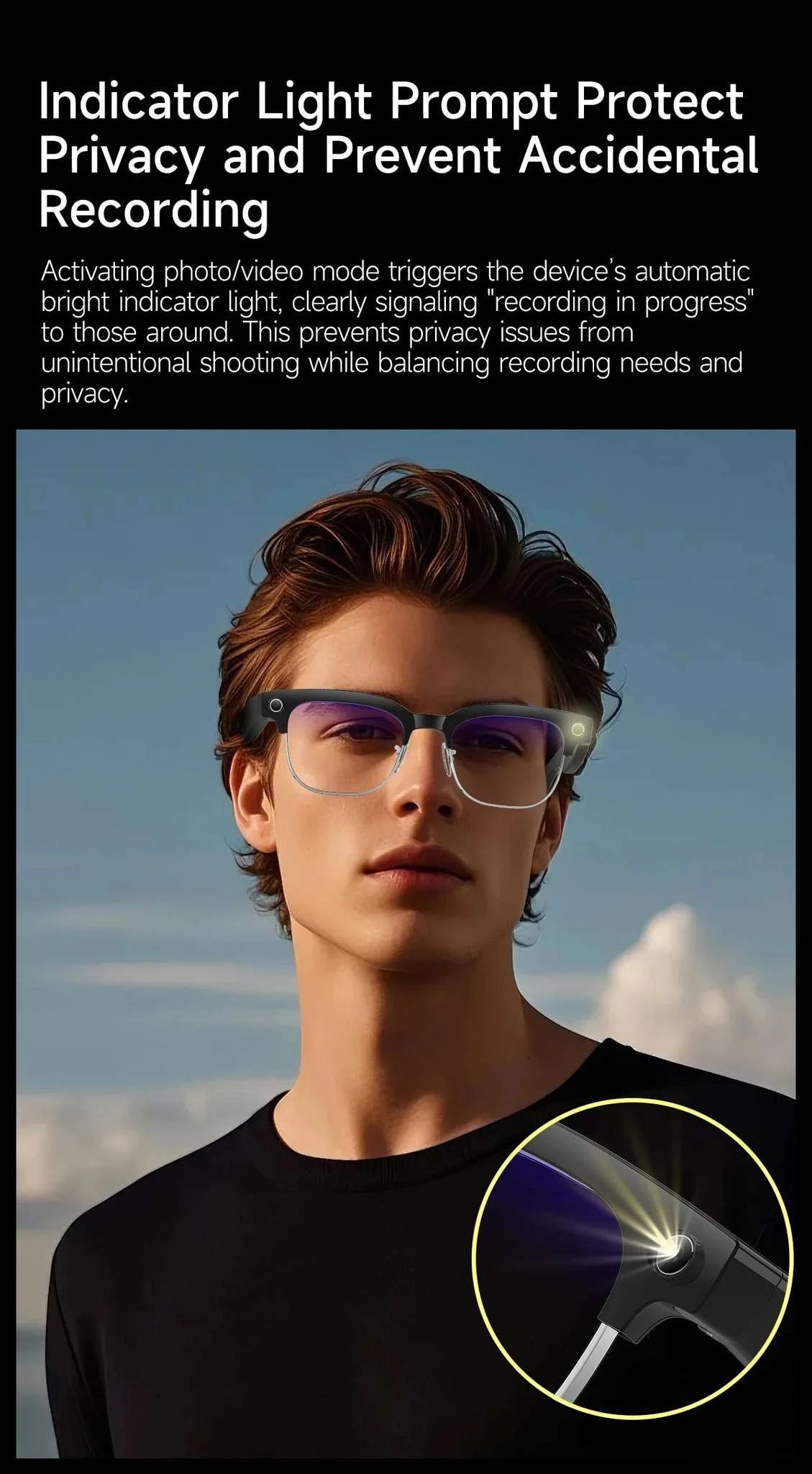 AI Smart Glasses with Camera, Calls, Translation & Audio-Change color