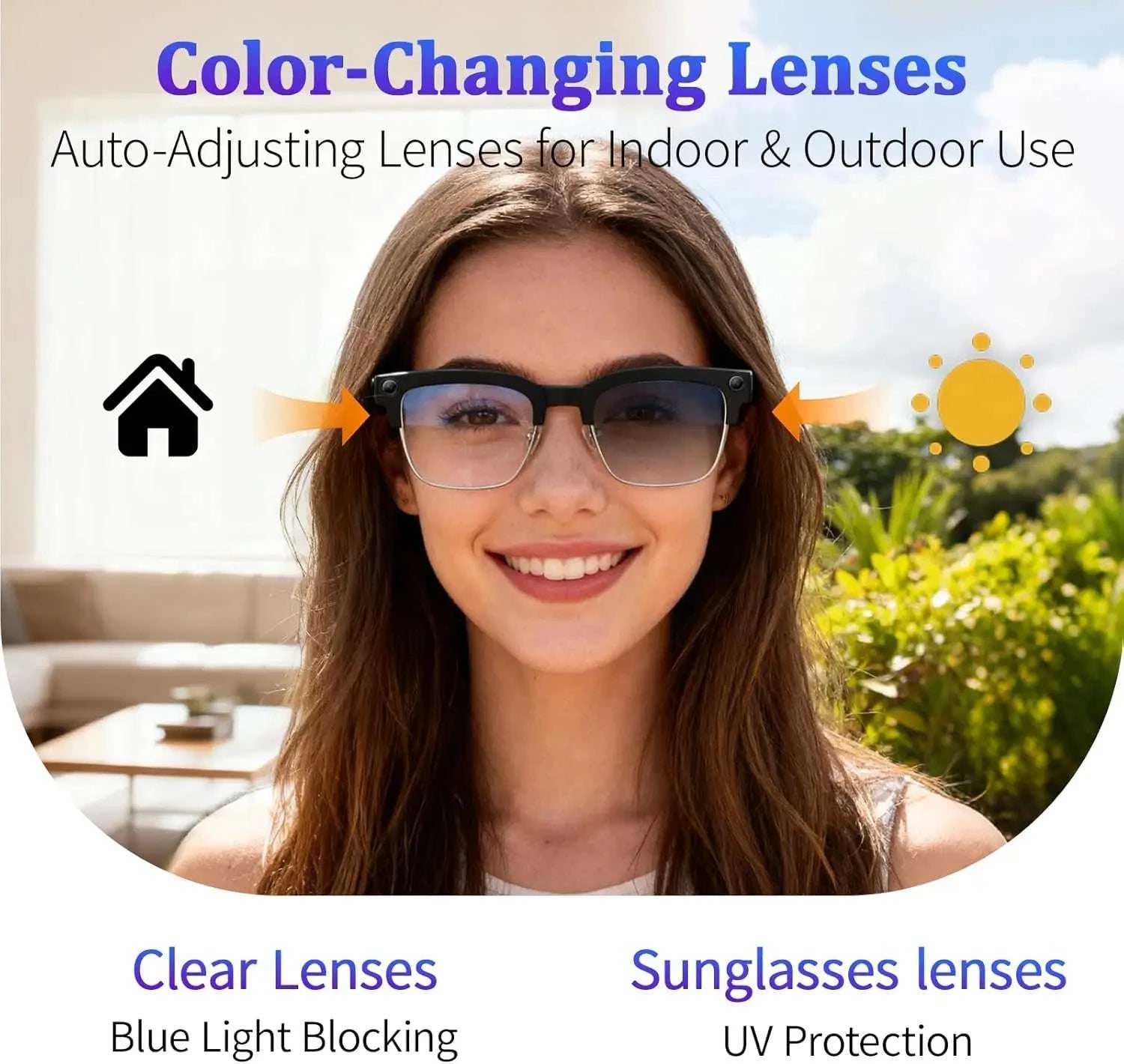 AI Smart Glasses with Camera, Calls, Translation & Audio-Change color