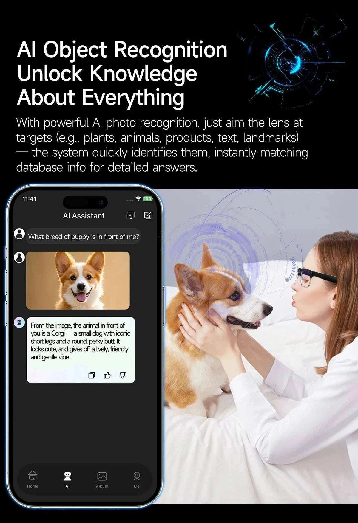 AI Smart Glasses with Camera, Calls, Translation & Audio-Change color