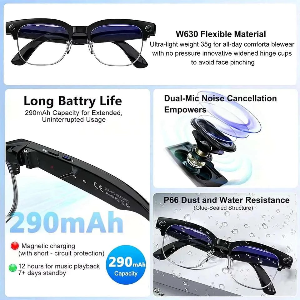 AI Smart Glasses with Camera, Calls, Translation & Audio-Change color