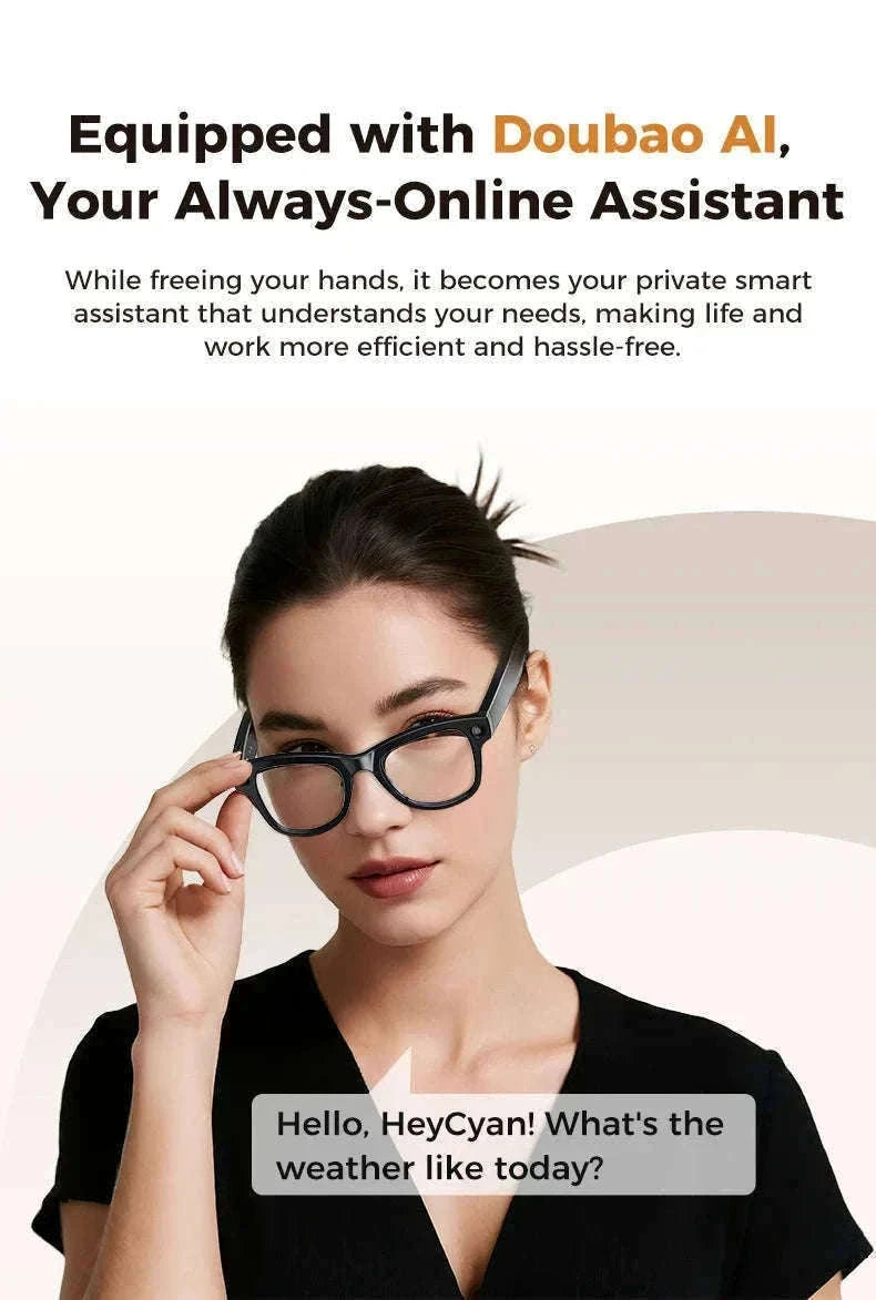 AI Smart Glasses with Camera, Translation & Bluetooth Audio-Black Color change A / CN