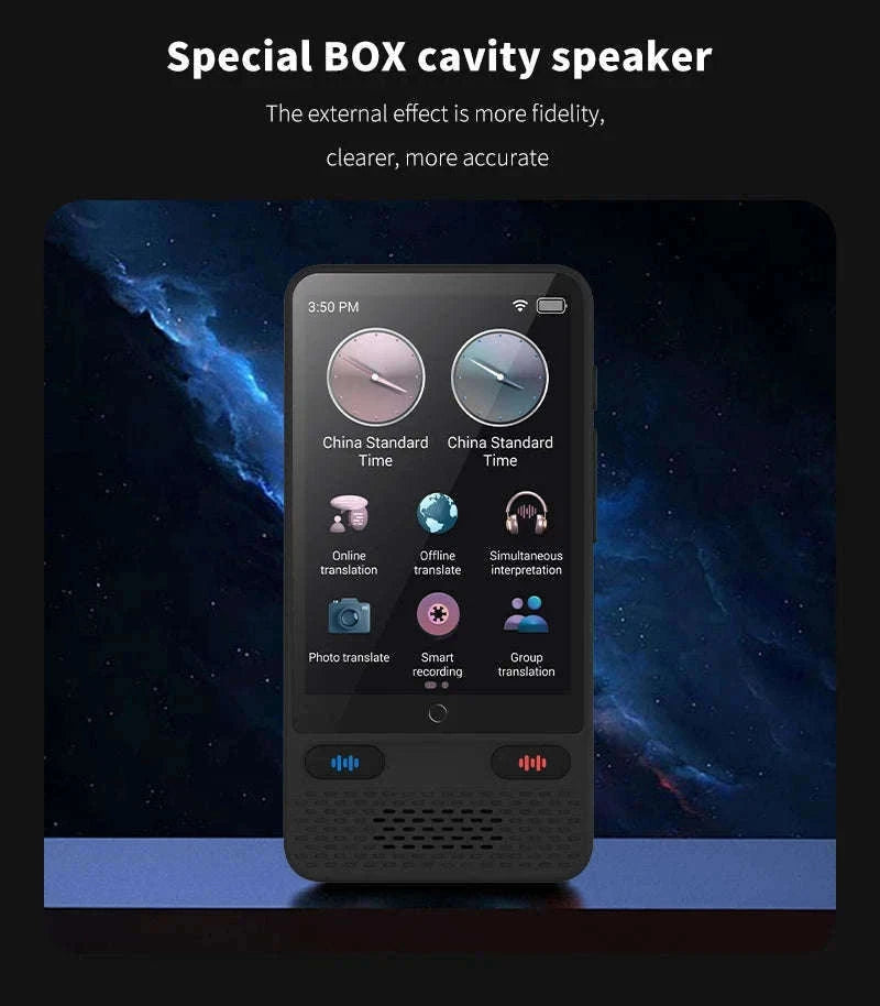 AI Voice Translator Device with Real-Time Two-Way Language Translation-Black / China Mainland