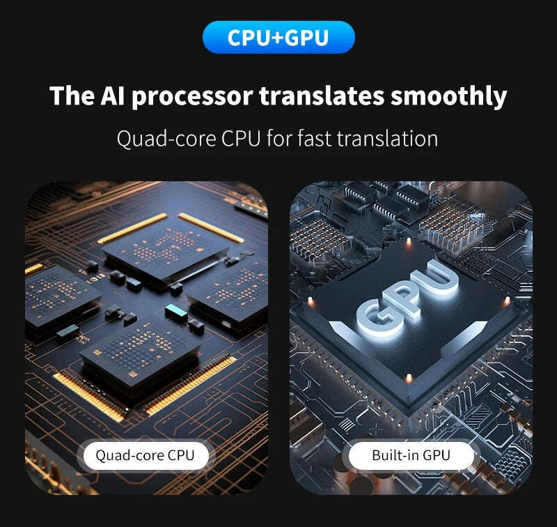 AI Voice Translator Device with Real-Time Two-Way Language Translation-Black / China Mainland