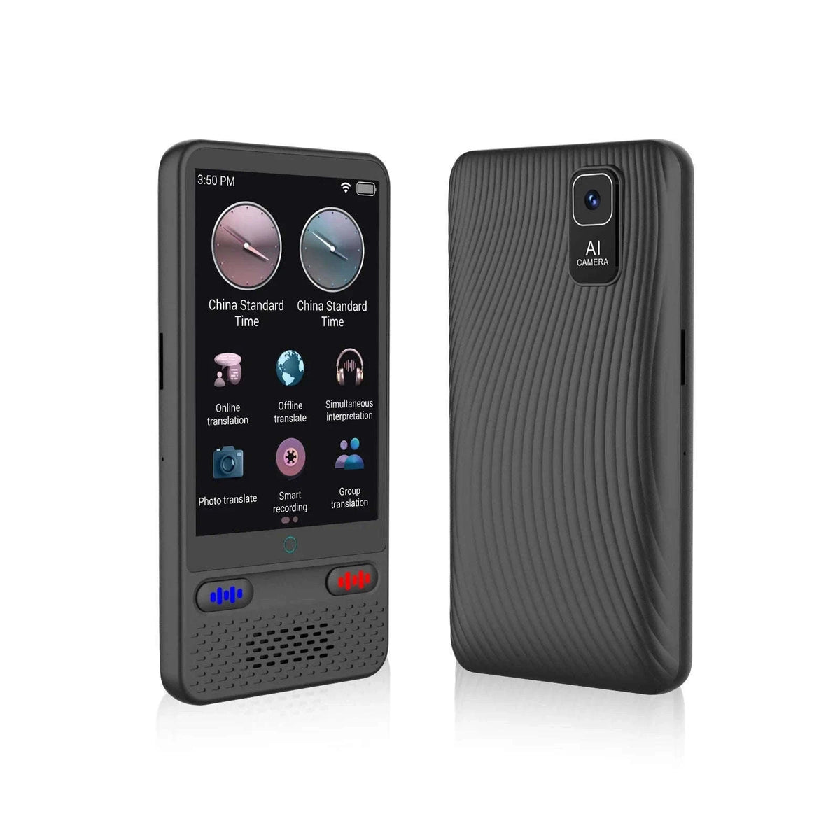 AI Voice Translator Device with Real-Time Two-Way Language Translation-Black / China Mainland