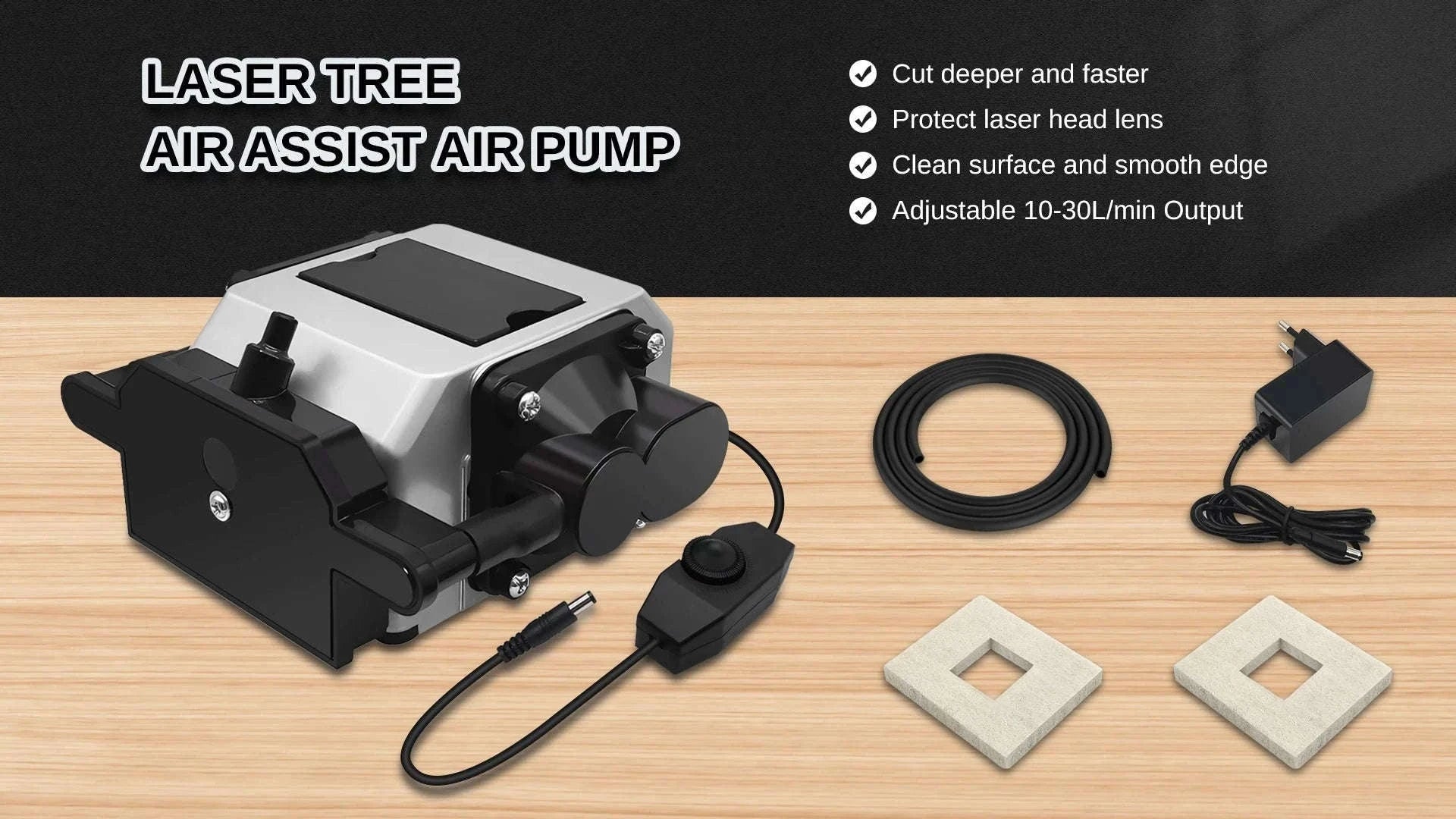 Air Assist Compressor DC 24V Adjustable 10-30 L/Min for Laser Cutter and Engraver-LT-AP-MP56-EU Plug / China Mainland
