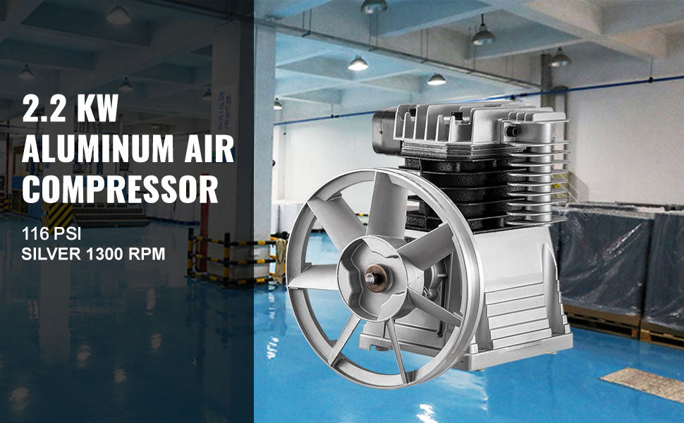 Cabeças de Compressor de Ar SucceBuy Pistão Cilindro Duplo Estágio Único 2,2KW 375L/MIN 12CFM 11 Bar 159,5PSI 1300RPM para Químicos