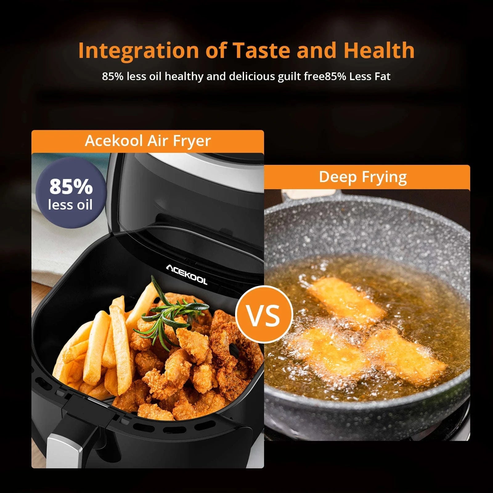 Air Fryer 8QT Oilless Cooker with Viewing Window and Digital Presets-Poland / EU