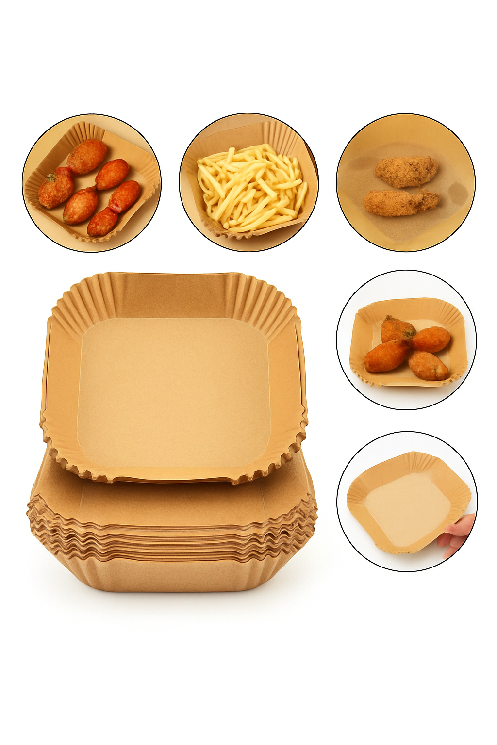 Air Fryer Liners 50-Pack Disposable Non-Stick Paper Liners