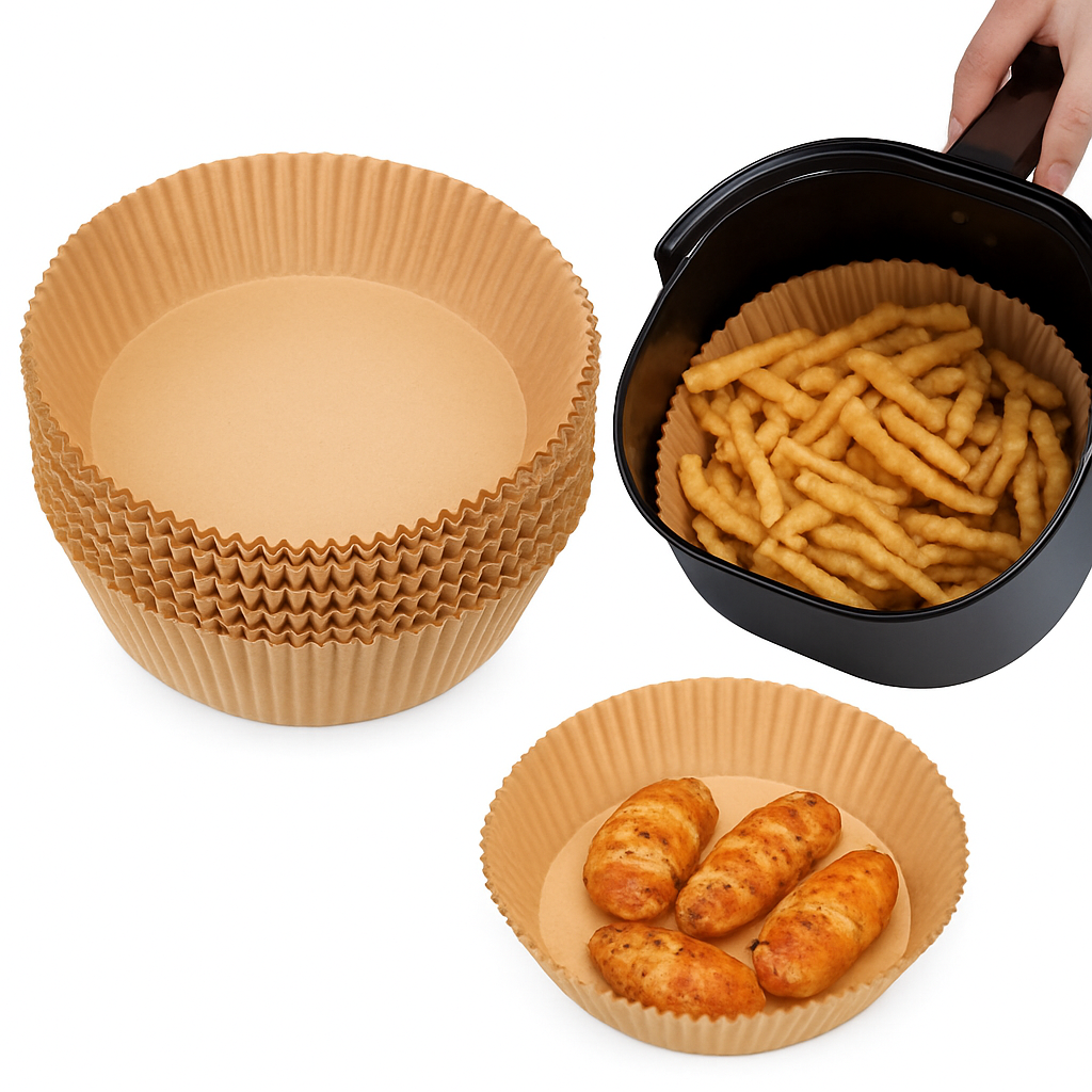 Air Fryer Paper Liners, Non-Stick, Greaseproof, 50 Pack