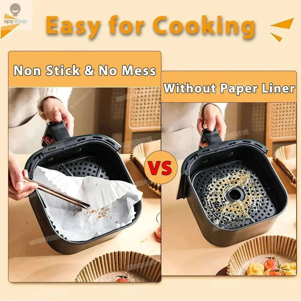 Air Fryer Paper Liners, Non-Stick, Greaseproof, 50 Pack-White 50Pcs-16cm