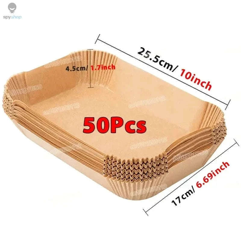 Air Fryer Paper Liners, Non-Stick, Greaseproof, 50 Pack-White 50Pcs-16cm