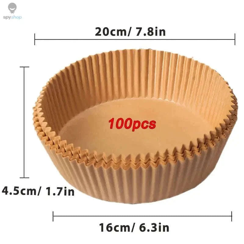 Air Fryer Paper Liners, Non-Stick, Greaseproof, 50 Pack-White 50Pcs-16cm