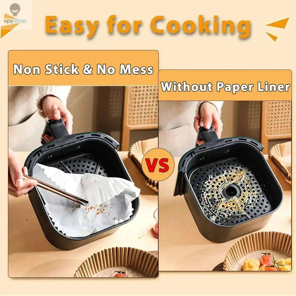 Air Fryer Paper Liners, Non-Stick, Greaseproof, 50 Pack-White 50Pcs-16cm