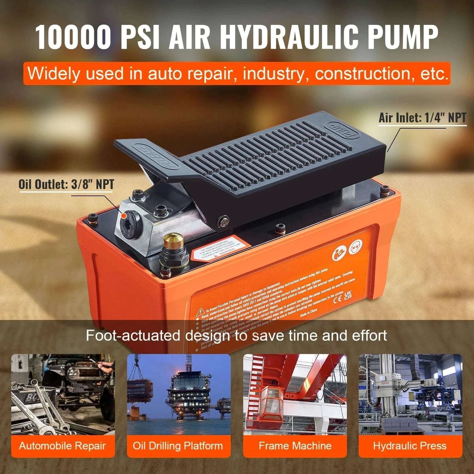Air Hydraulic Pump 10,000 PSI Foot Pedal with 1.6L Reservoir-Gray / france