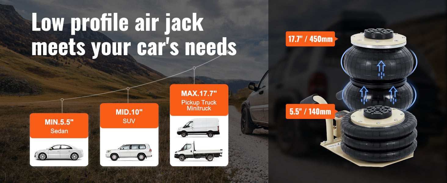 3 Ton Triple Bag Air Jack – Fast 5-Second Pneumatic Car Lift