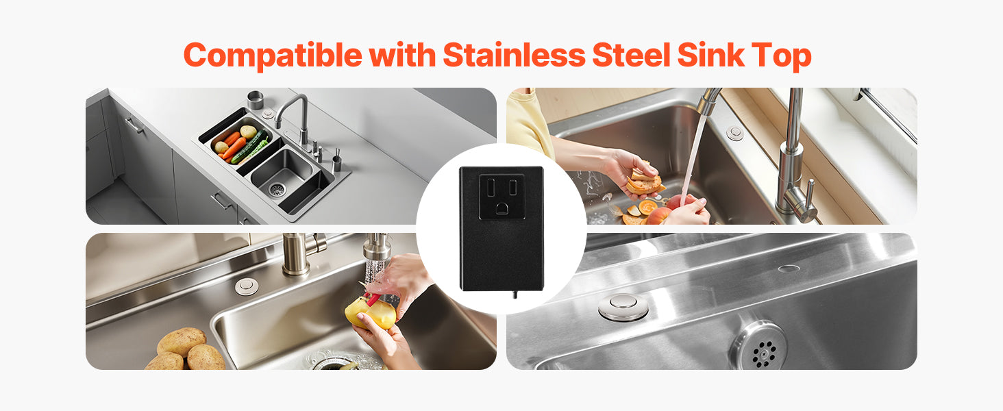 SucceBuy Garbage Disposal Air Switch Kit 2.5" Sink Top Air Switch for Waste Disposal Polished Stainless Steel ON/OFF Push Button