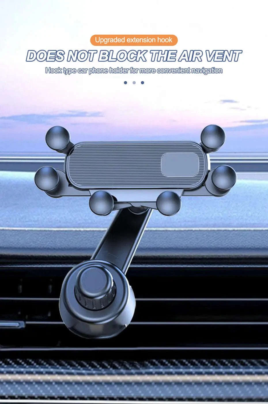 Air Vent Car Phone Holder for 4.7-7 Inch Smartphones-Short