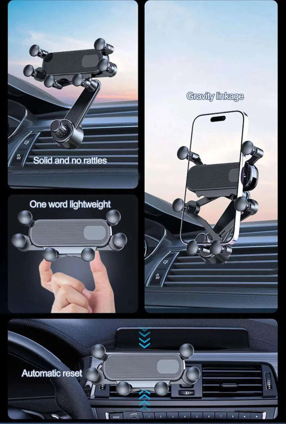 Air Vent Car Phone Holder for 4.7-7 Inch Smartphones-Short