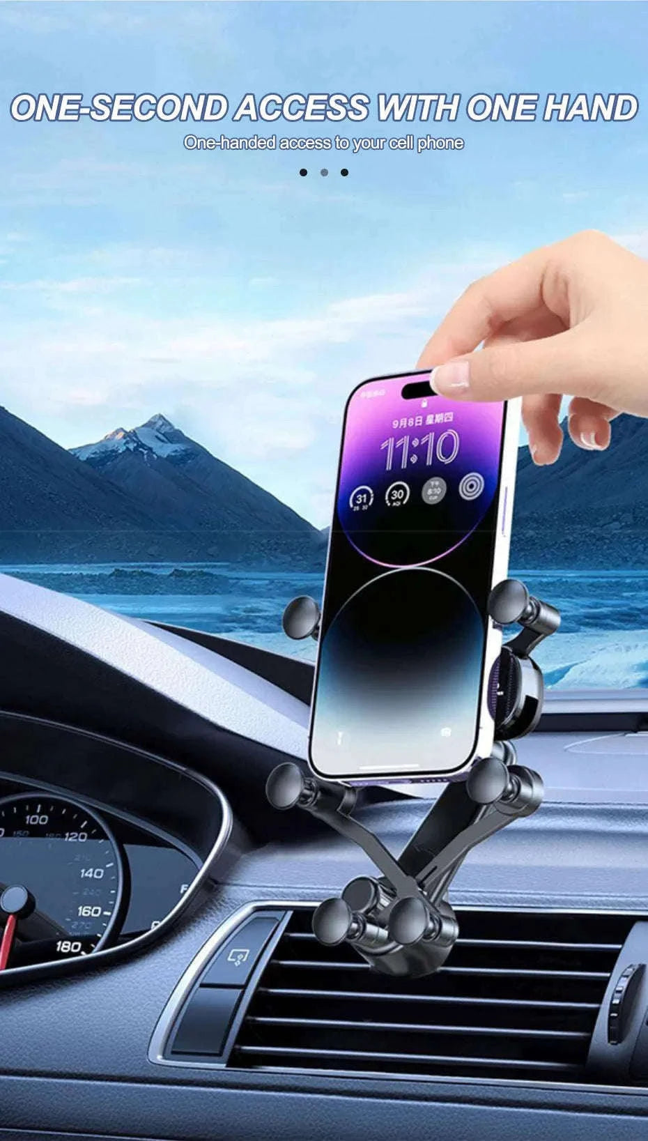 Air Vent Car Phone Holder for 4.7-7 Inch Smartphones-Short