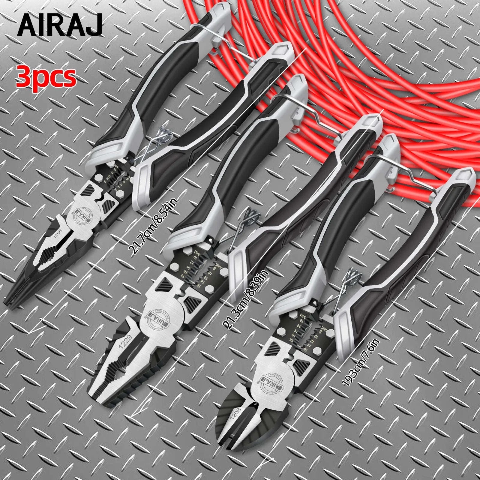 AIRAJ Multifunctional Electrician Pliers Set-3 pcs / United States