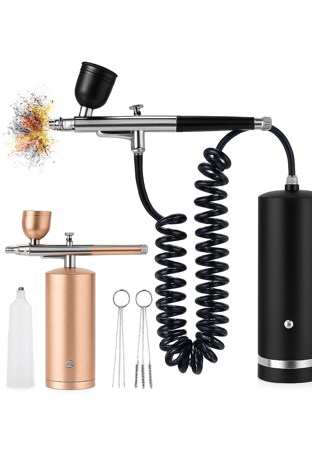 Airbrush Compressor Mini Spray Gun Kit for Fine Detail Work-Gold