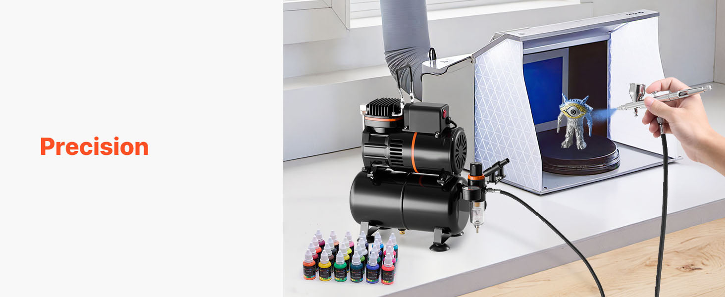 Kit Airbrush SucceBuy Air with Compressore e Serbatoio 1 Pennello a Doppia Azione con 1 Puntale per Decorazione di Torte e Nail Art