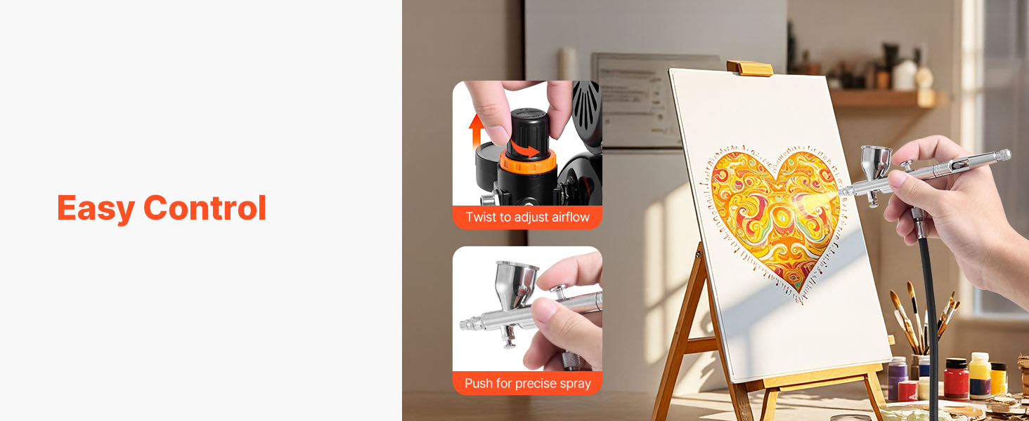 Kit Airbrush SucceBuy Air with Compressore e Serbatoio 1 Pennello a Doppia Azione con 1 Puntale per Decorazione di Torte e Nail Art