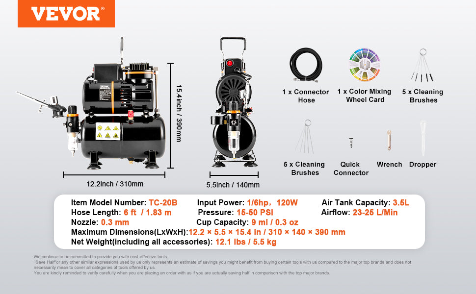 Professional Airbrush Kit with Dual Fan Compressor & 3 Nozzle Sizes