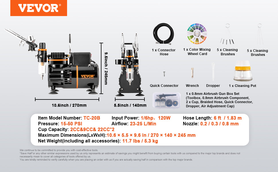 Professional Airbrush Kit with Dual Fan Compressor & 3 Nozzle Sizes