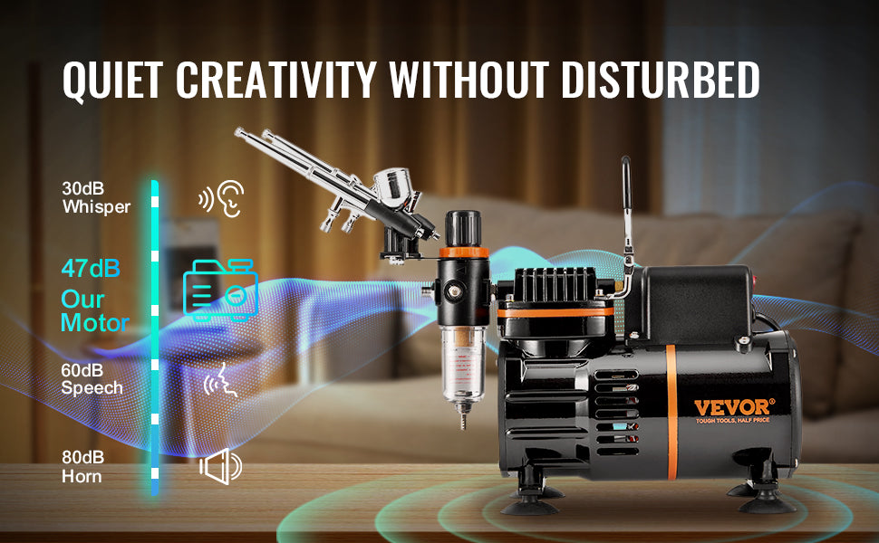 Professional Airbrush Kit with Dual Fan Compressor & 3 Nozzle Sizes
