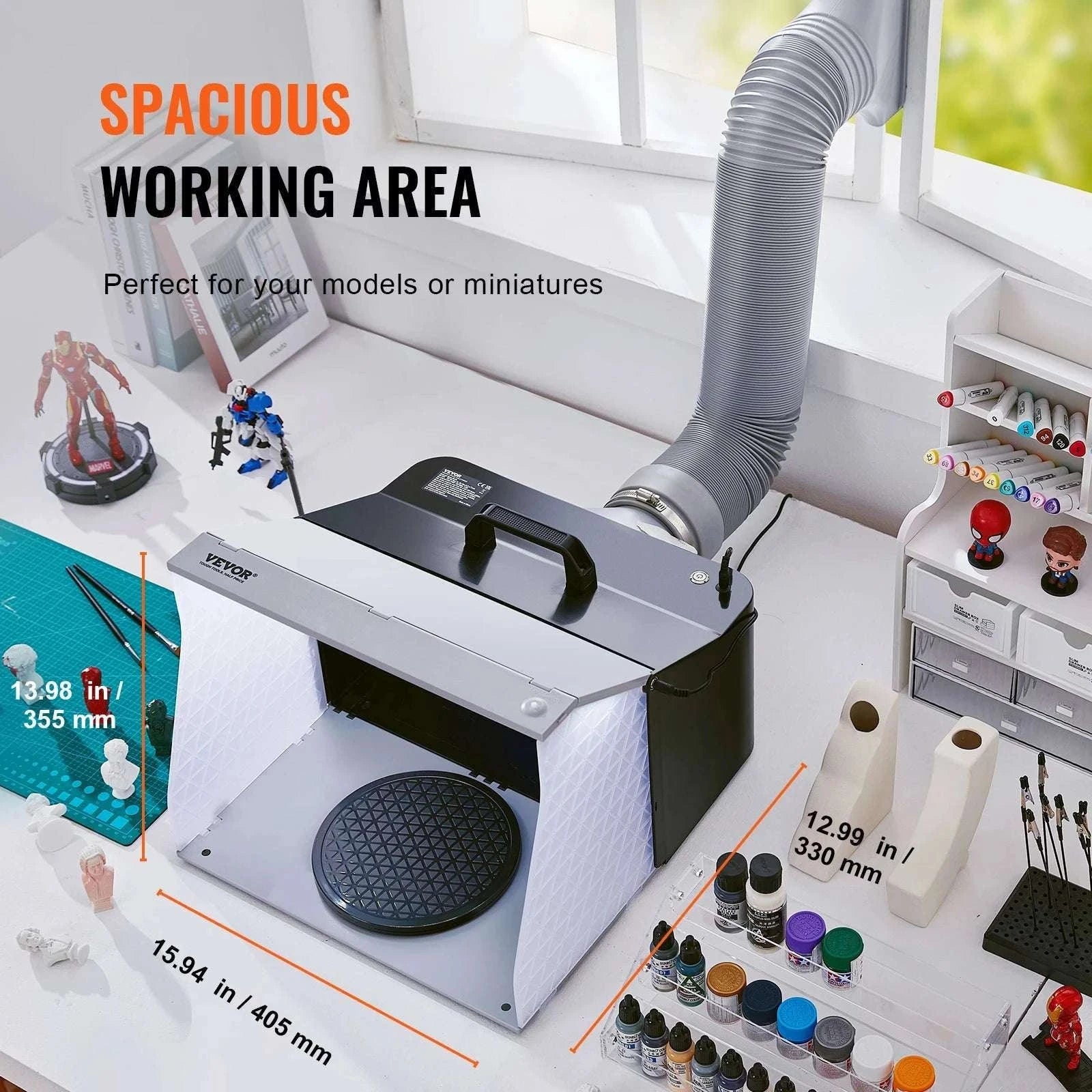 Airbrush Spray Booth Kit with LED Lights & Dual Fan Ventilation-spain