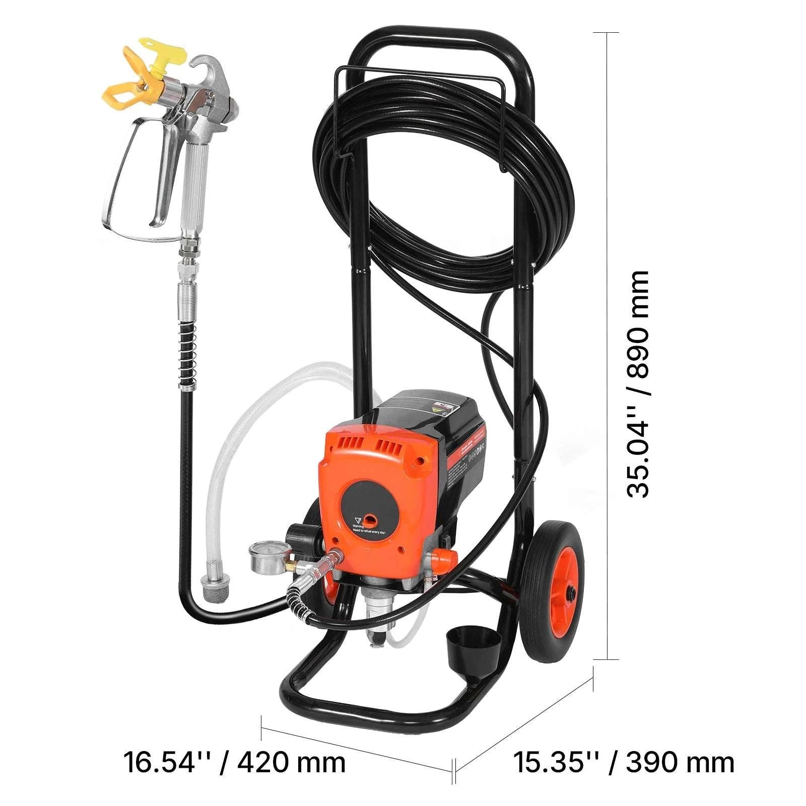 Airless Paint Sprayer with Cart High Pressure 3000–3300 PSI-650W 0.32GPM / United States